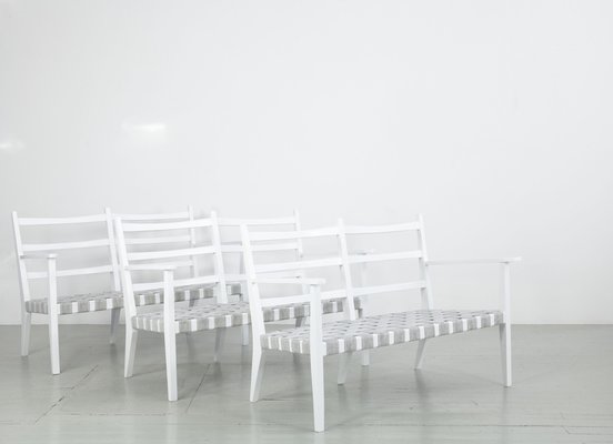 White-Painted Benches & Chair, 1960s, Set of 4-AA-831637