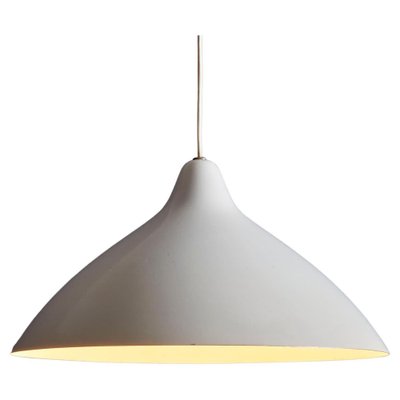 White Pendant Lamp in Aluminum by Lisa Johansson-Pape for Orno, 1960s-SFD-1739427