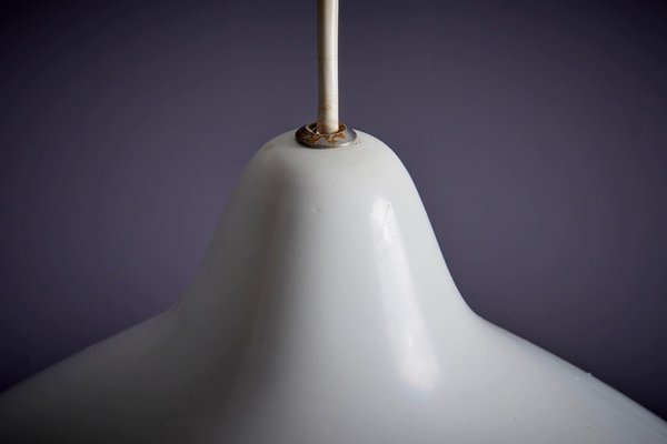 White Pendant Lamp in Aluminum by Lisa Johansson-Pape for Orno, 1960s-SFD-1739427