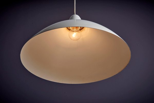 White Pendant Lamp in Aluminum by Lisa Johansson-Pape for Orno, 1960s-SFD-1739427