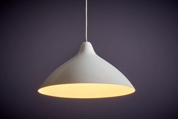 White Pendant Lamp in Aluminum by Lisa Johansson-Pape for Orno, 1960s-SFD-1739427