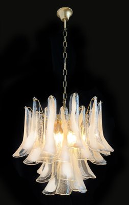 White Petal Chandeliers in Murano Glass, 1990s, Set of 3-OVO-1706144