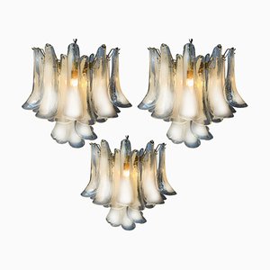 White Petal Chandeliers in Murano Glass, 1990s, Set of 3-OVO-1706144