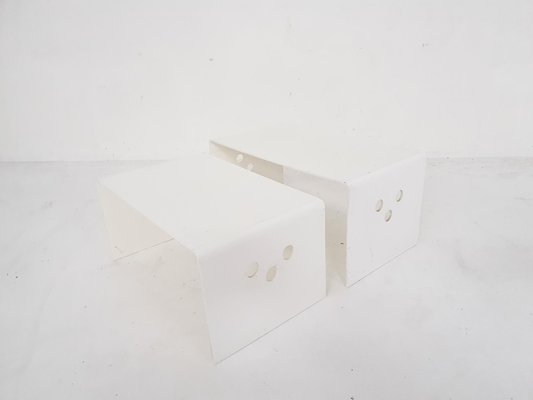 White Plastic Nesting Tables, 1970s, Set of 2-ZO-1702926