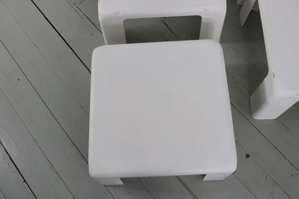 White Plastic Quattro Gatti Side Tables by Mario Bellini for B&B Italia, 1967, Set of 4-AA-825779