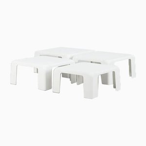 White Plastic Quattro Gatti Side Tables by Mario Bellini for B&B Italia, 1967, Set of 4-AA-825779