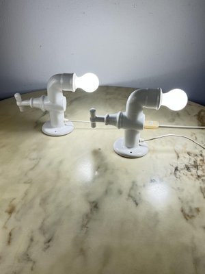 White Porcelain Wall Lamps, Italy, 1980s, Set of 2-YST-1758439