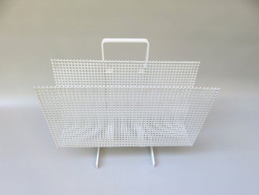 White Powder-Coated Metal Magazine Rack, 1970s-EY-952647