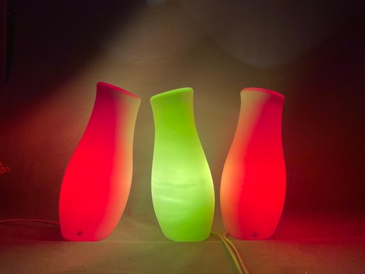 White Red and Green Glass Leaning Table Lamps Mylonit by Ikea, 1999, Set of 3-SCS-2040559