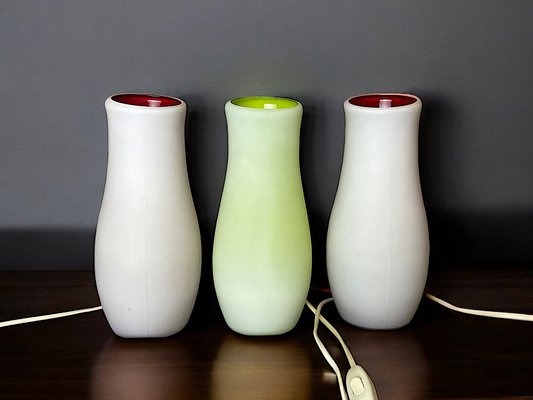 White Red and Green Glass Leaning Table Lamps Mylonit by Ikea, 1999, Set of 3-SCS-2040559