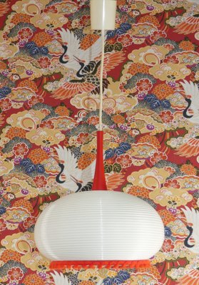 White & Red Ceiling Lamp, 1970s-AFE-1093295