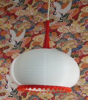 White & Red Ceiling Lamp, 1970s-AFE-1093295