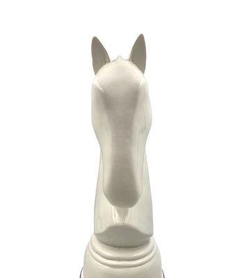 White Resin Chess Horse Sculpture, Italy, 1970s-TXN-1787393