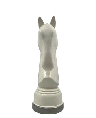 White Resin Chess Horse Sculpture, Italy, 1970s-TXN-1787393