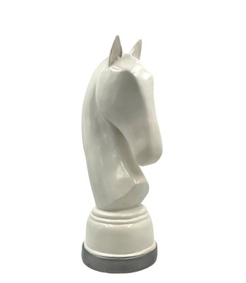 White Resin Chess Horse Sculpture, Italy, 1970s-TXN-1787393