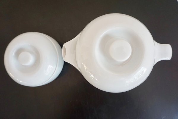 White Round Alföldi Szaturnusz Coffee Set by Horváth László & Ambrus Éva for Alföldi Porcelángyár, 1970s, Set of 17-HYJ-683413