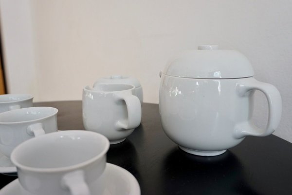 White Round Alföldi Szaturnusz Coffee Set by Horváth László & Ambrus Éva for Alföldi Porcelángyár, 1970s, Set of 17-HYJ-683413