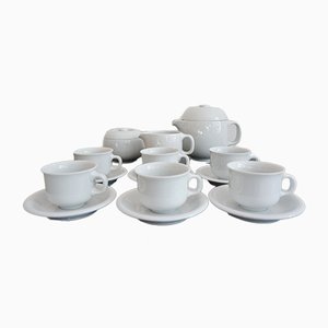 White Round Alföldi Szaturnusz Coffee Set by Horváth László & Ambrus Éva for Alföldi Porcelángyár, 1970s, Set of 17-HYJ-683413