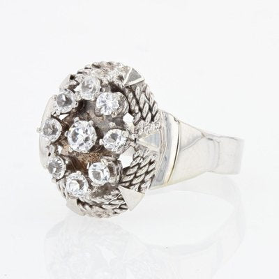 White Sapphire 18 Karat White Gold Ring, 1970s-OLU-1388178