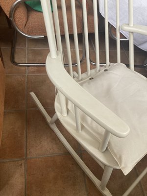 White Scandinavian Rocking Chair, 1960s-XHV-1716614