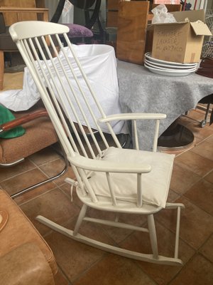 White Scandinavian Rocking Chair, 1960s-XHV-1716614