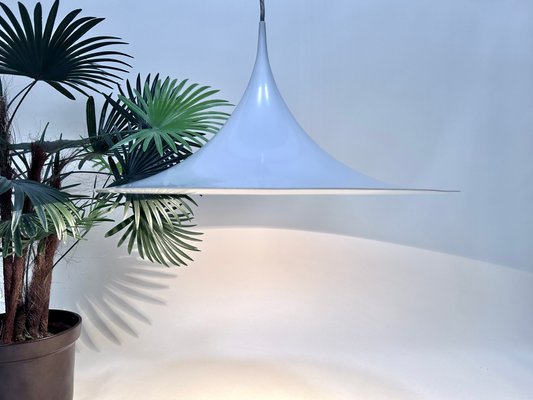 White Semi 60 Hanging Pendant Lamp in Aluminum by C. Bonderup and T. Thorup for Fog & Mørup, Denmark, 1967-JP-1799496