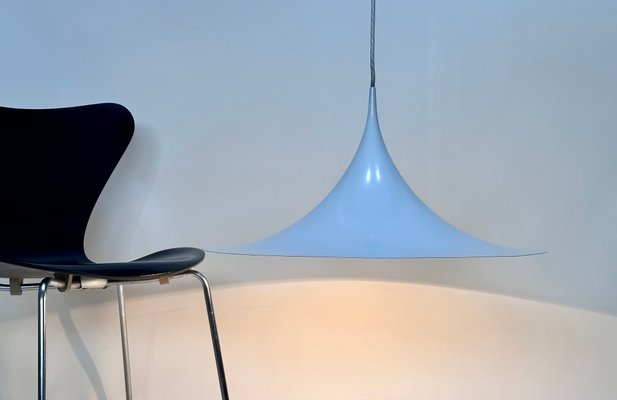 White Semi 60 Hanging Pendant Lamp in Aluminum by C. Bonderup and T. Thorup for Fog & Mørup, Denmark, 1967-JP-1799496