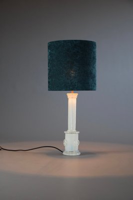 White Smoked Glass Table Lamp with Aquamarine Shade-IEI-1107088