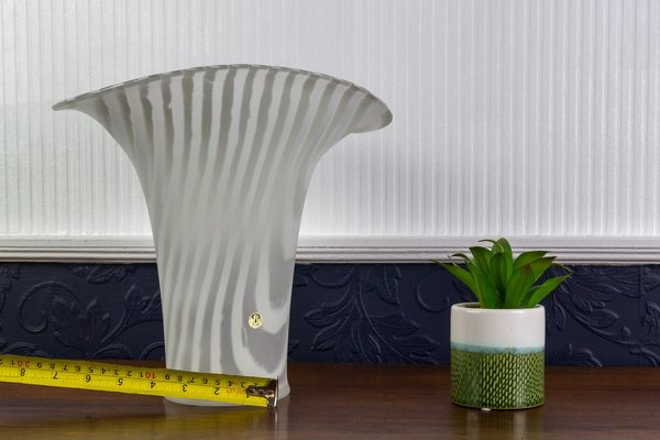 White Striped Glass Vase by Peill & Putzle, 1970s-KEG-904533