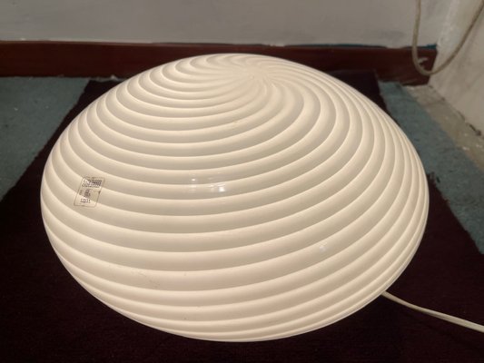 White Swirl Murano Glass Flush Mount, 1970s-JJC-1792947