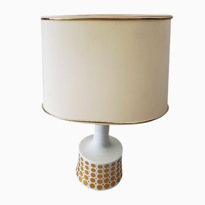 White Table Lamp with Porcelain Foot and Gold Ornamental, 1960s-QDP-1412022