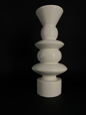 White Totem or Candle Holder in Lacquered Wood, 1980s-TXN-960823