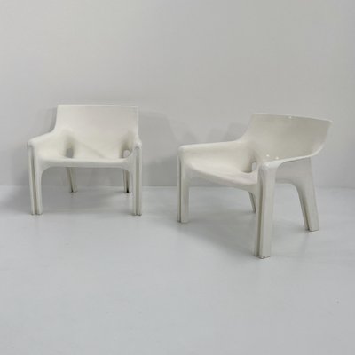 White Vicario Lounge Chairs by Vico Magistretti for Artemide, 1970s, Set of 2-WZS-2031468