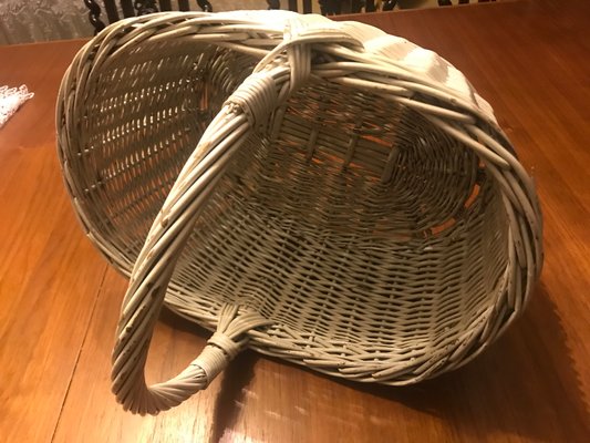 White Wicker Basket, 1970s-WQQ-1166490