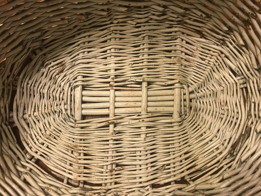 White Wicker Basket, 1970s-WQQ-1166490