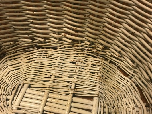 White Wicker Basket, 1970s-WQQ-1166490