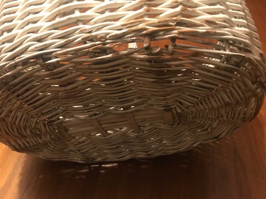 White Wicker Basket, 1970s-WQQ-1166490