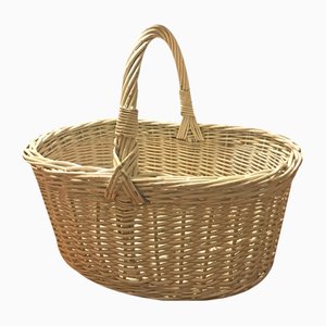 White Wicker Basket, 1970s-WQQ-1166490