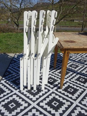 White Wooden Folding Chairs by Dejou, 1970, Set of 4-ABK-2018089