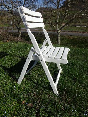 White Wooden Folding Chairs by Dejou, 1970, Set of 4-ABK-2018089