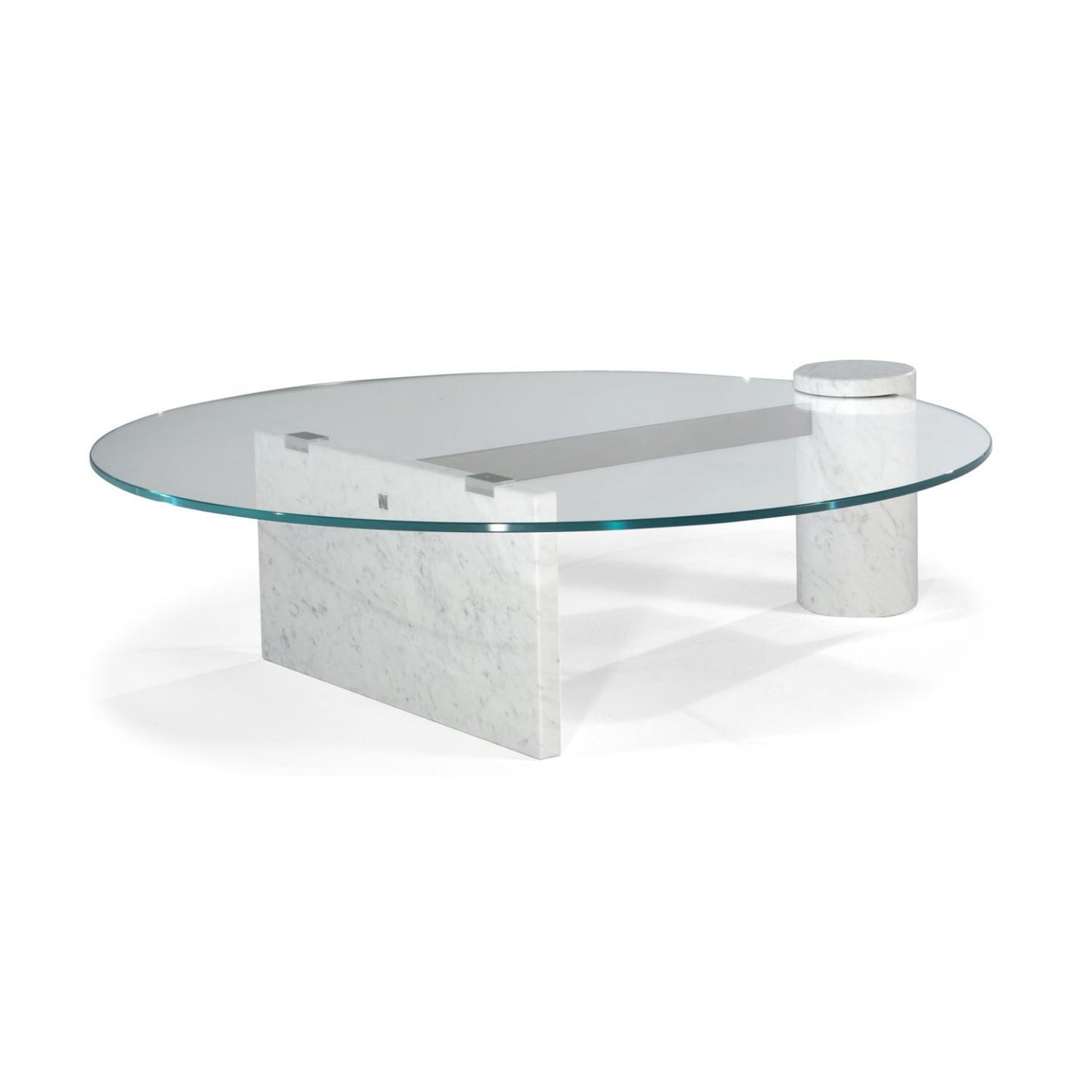 Frost - Round Tempered Glass Coffee Table by Natuzzi Italia #Carrara-Peltro