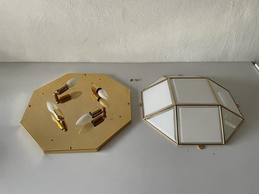 WhiteGold Metal Flush Mount Ceiling by Star Leuchten, Germany, 1980s-RDS-1367651