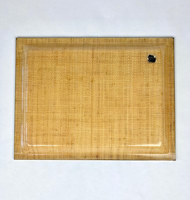 Wicker & Acrylic Serving Tray from Janetti, Italy, 1970s-LYQ-1171529