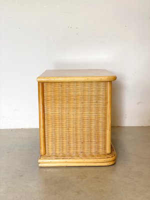 Wicker and Bamboo Bedside Tables, 1980s, Set of 2-NPC-1180519