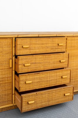 Wicker and Bamboo Chest of Drawers, 1970s-CGZ-1789625