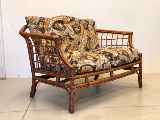 Wicker and Bamboo Sofa, 1970s-NPC-1180538