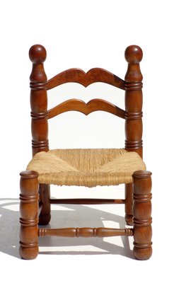 Wicker and Oak Chairs by Charles Dudouyt, 1940s, Set of 2-KGD-953819