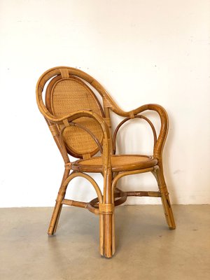 Wicker & Bamboo Armchairs, 1970s, Set of 2-NPC-1257168