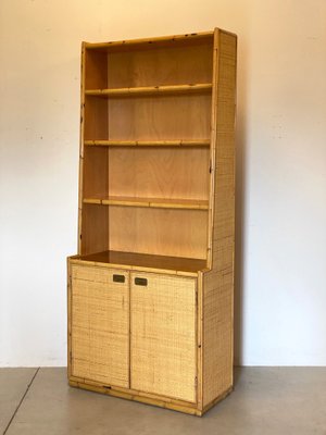 Wicker & Bamboo Bookshelf, 1970s-NPC-1257235