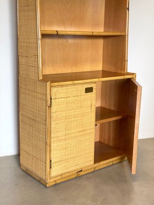 Wicker & Bamboo Bookshelf, 1970s-NPC-1257235